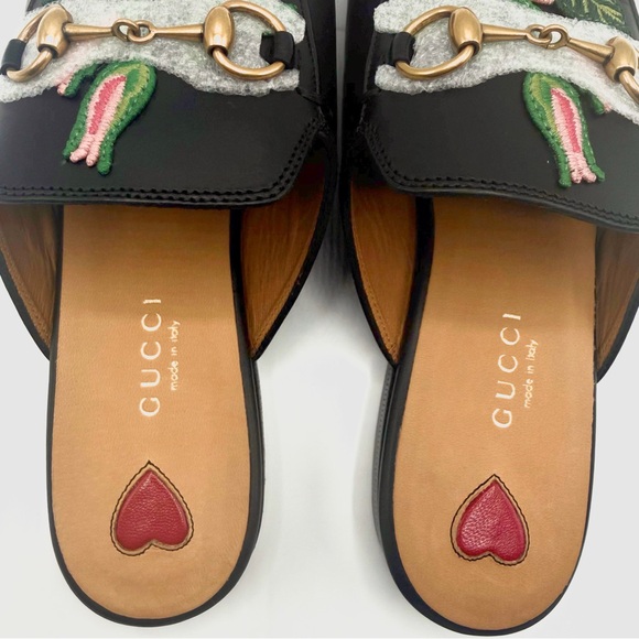 NEW Gucci Leather Floral Rose Embroidered Princetown Horsebit Mule Loafer Slides - Picture 3 of 9